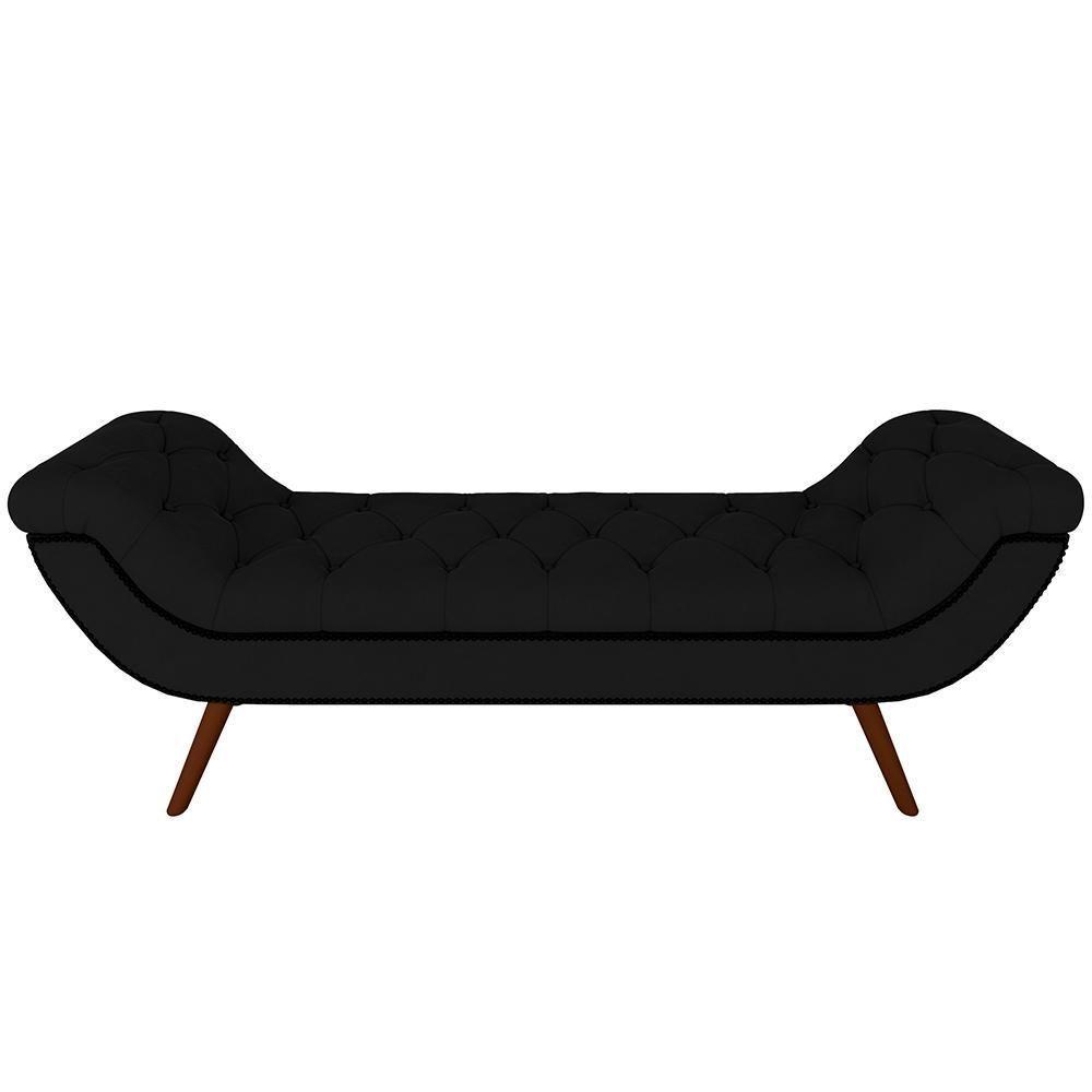 Kit Cabeceira Cama Box Casal 160cm Madrid Com Puff Recamier Santorini Veludo Preto - 9