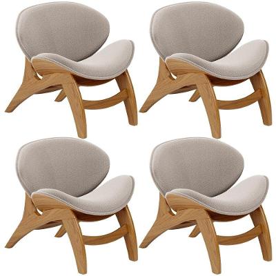 Kit 4 Poltronas Decorativa Orgânica Sala Living Kadosh L02 Bouclê Creme