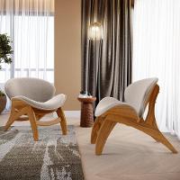 Kit 4 Poltronas Decorativa Orgânica Sala Living Kadosh L02 Bouclê Creme - 6