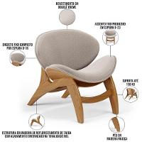 Kit 4 Poltronas Decorativa Orgânica Sala Living Kadosh L02 Bouclê Creme - 7