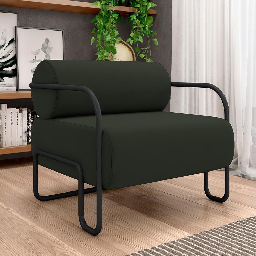 Kit 02 Poltronas Decorativa Pés Industrial Moscou K01 Veludo Verde - 6
