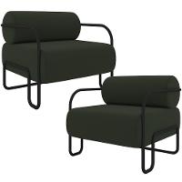 Kit 02 Poltronas Decorativa Pés Industrial Moscou K01 Veludo Verde - 1