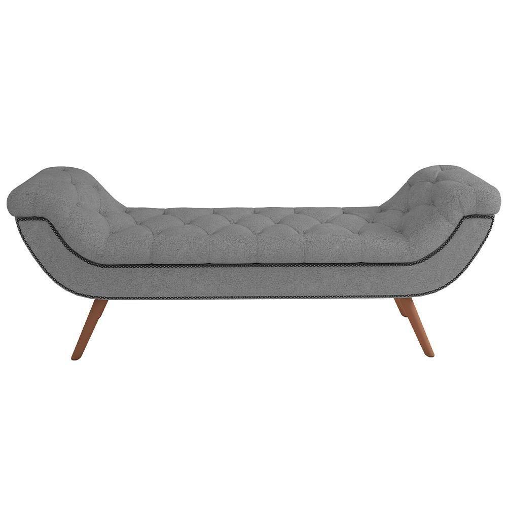 Kit Cabeceira Cama Box Casal 195cm Madrid Com Puff Recamier Santorini Bouclê Cinza - 5