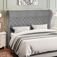 Kit Cabeceira Cama Box Casal 195cm Madrid Com Puff Recamier Santorini Bouclê Cinza - 7