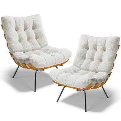 Kit 2 Poltronas Decorativas Costela L02 Bouclê Bege Lyam Decor