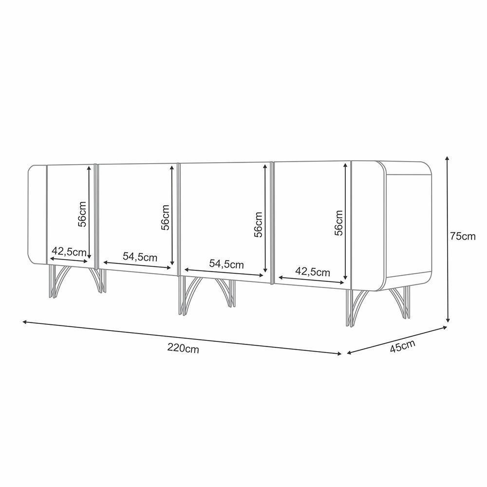 Aparador Buffet Bar 04 Portas 220cm Santiago B01 Off White Cinamomo - Lyam - 2