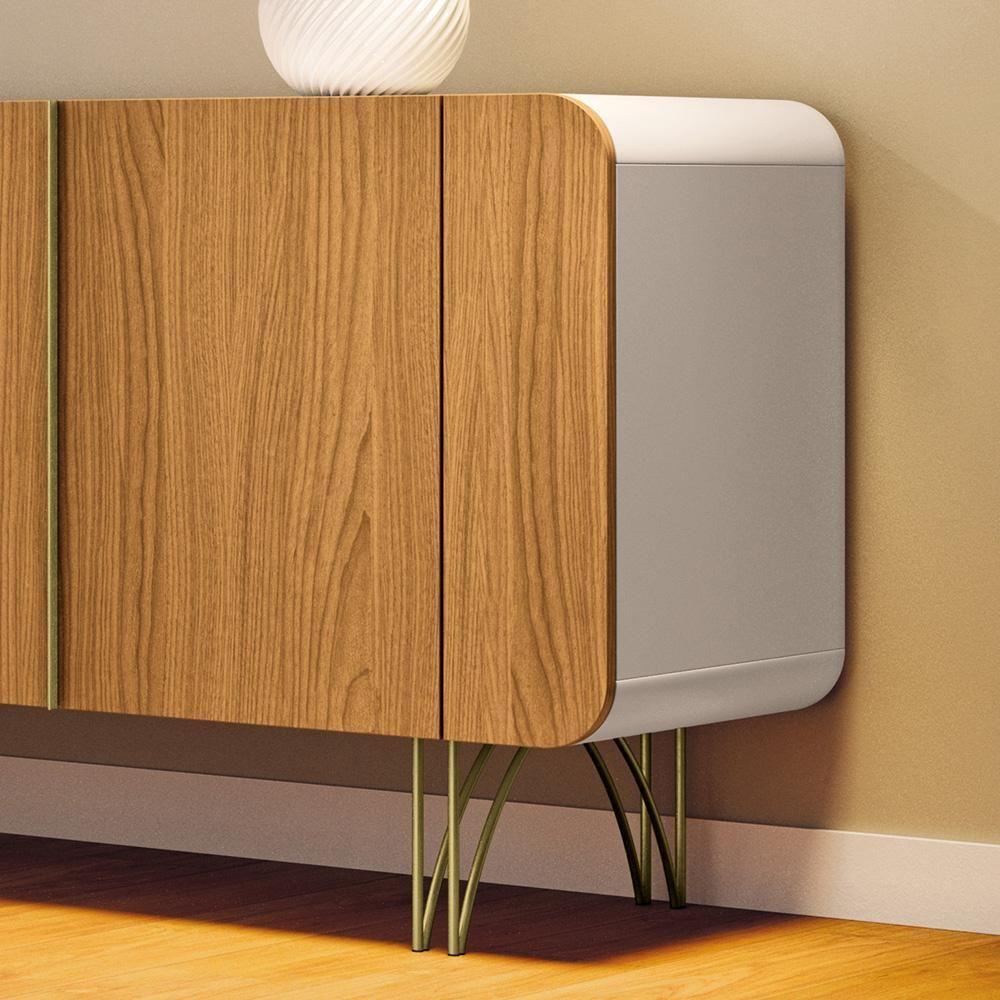 Aparador Buffet Bar 04 Portas 220cm Santiago B01 Off White Cinamomo - Lyam - 6