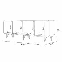 Aparador Buffet Bar 04 Portas 220cm Santiago B01 Off White Cinamomo - Lyam - 2