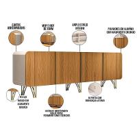 Aparador Buffet Bar 04 Portas 220cm Santiago B01 Off White Cinamomo - Lyam - 3