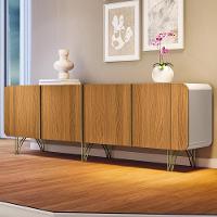 Aparador Buffet Bar 04 Portas 220cm Santiago B01 Off White Cinamomo - Lyam - 5