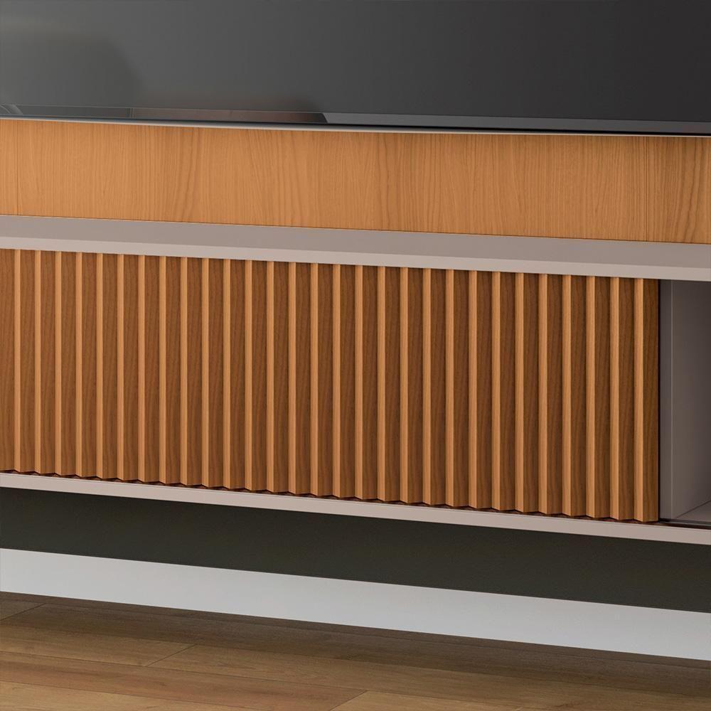 Painel Para Tv 85 Pol Com Bancada Suspensa E Led Zurick B01 Cinamomo Off White - 5