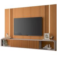 Painel Para Tv 85 Pol Com Bancada Suspensa E Led Zurick B01 Cinamomo Off White - 1