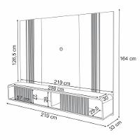 Painel Para Tv 85 Pol Com Bancada Suspensa E Led Zurick B01 Cinamomo Off White