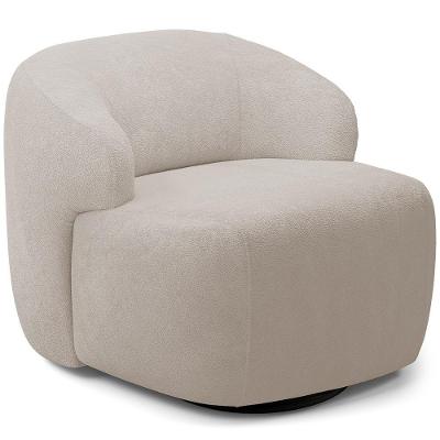 Poltrona Decorativa Orgânica Giratória Living Barolo L06 Bouclê Bege