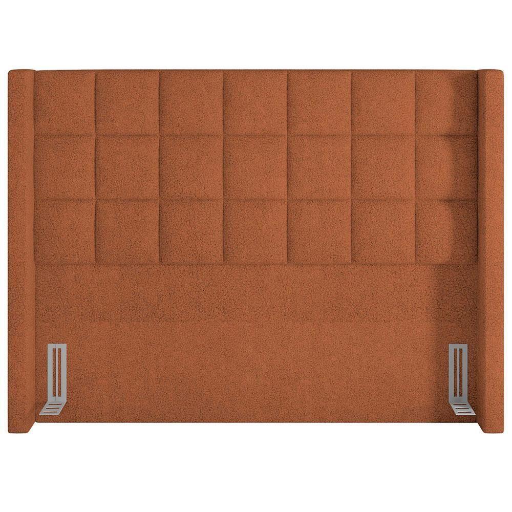 Kit Cabeceira Cama Box Paris 160cm Com Puff Recamier Itália P05 Bouclê Terracota - 4