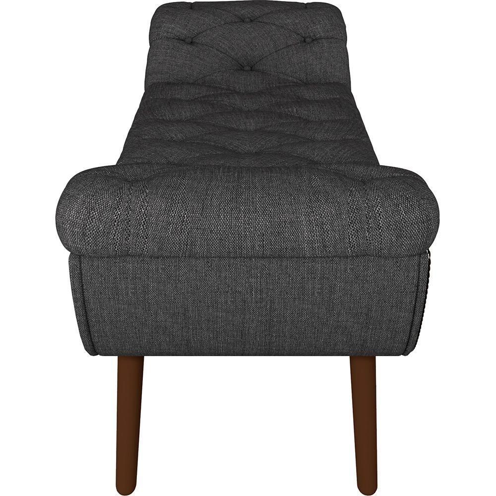 Kit Cabeceira Cama Box Casal 160cm Madrid Com Puff Recamier Santorini Linho Chumbo - 5