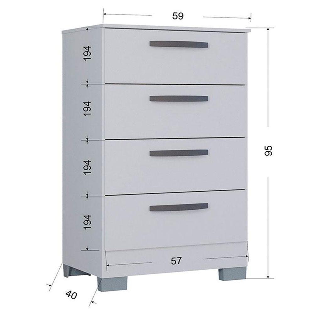 Cômoda Ambiente 867 4 Gavetas Branco Brilho - Poquema - 3