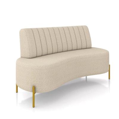 Sofá 2 Lugares Living 135cm Pé Ferro Dourado Maraú Bouclê Creme K01 - D\'rossi