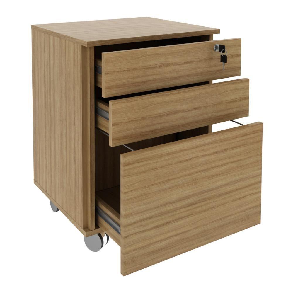 Gaveteiro Arquivo Com Chave E Rodízios Multimóveis Cr25045 Amêndoa - 5