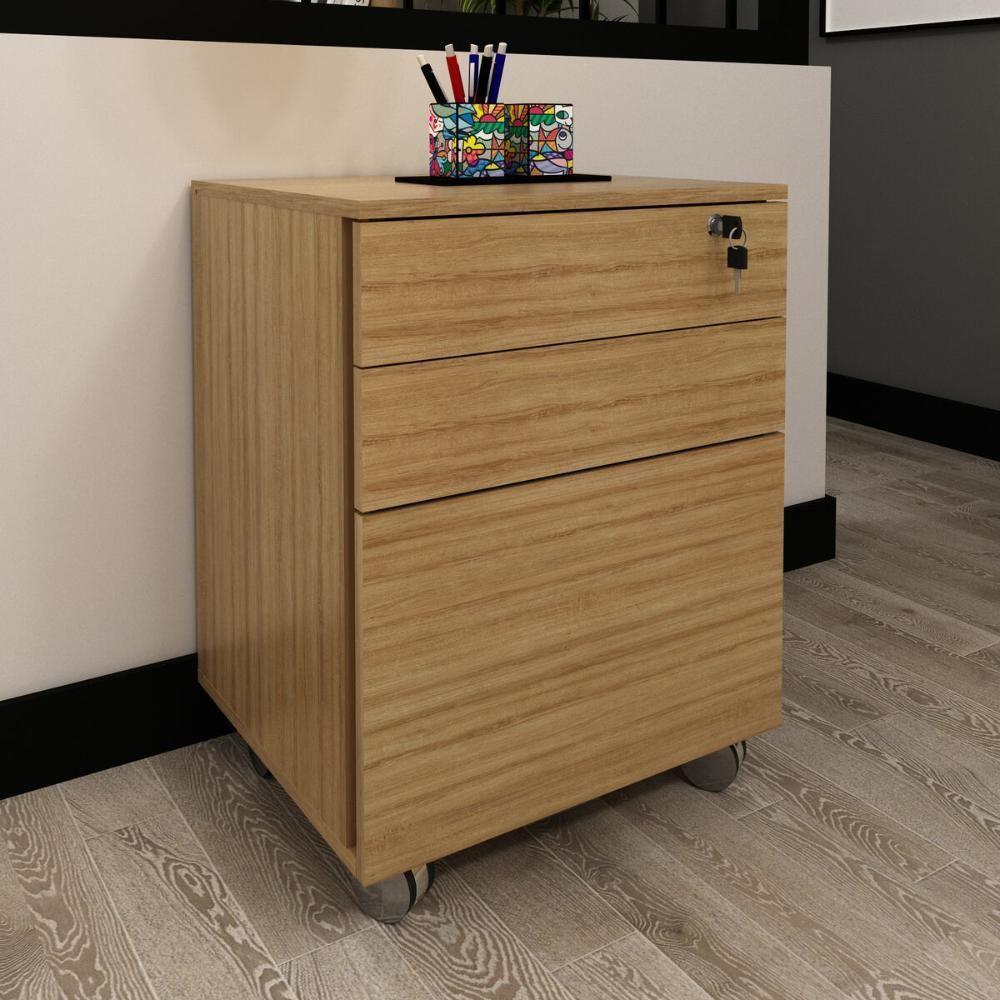 Gaveteiro Arquivo Com Chave E Rodízios Multimóveis Cr25045 Amêndoa - 6