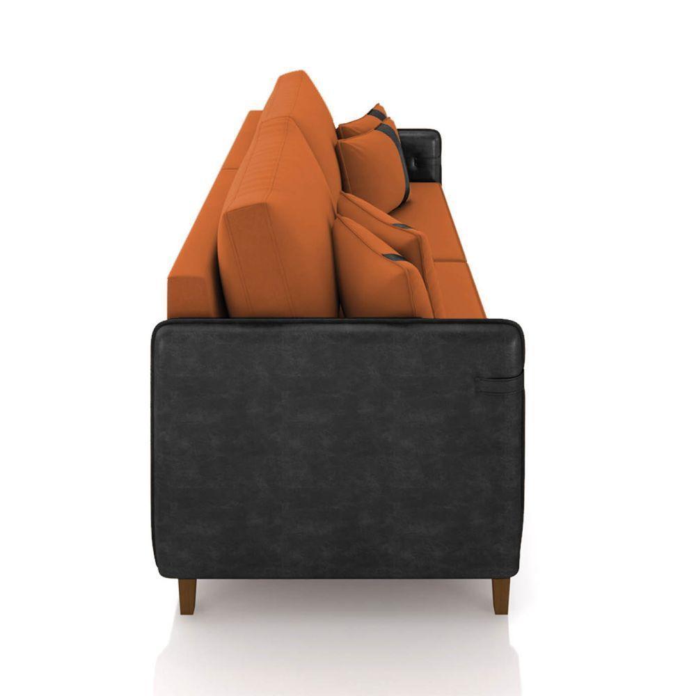 Sofá 2 Lugares Living 172cm Pé Madeira Valença Pto/veludo K01 - D\'rossi Cor Terracota - 2