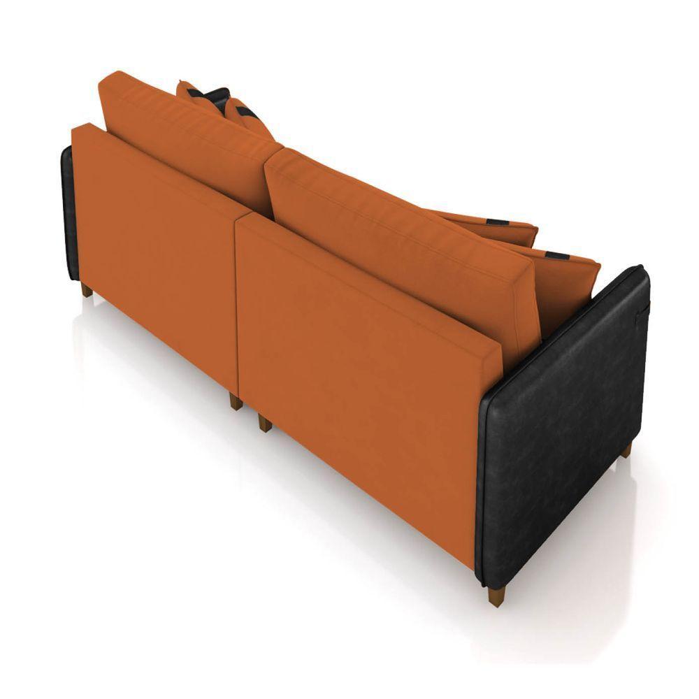 Sofá 2 Lugares Living 172cm Pé Madeira Valença Pto/veludo K01 - D\'rossi Cor Terracota - 4