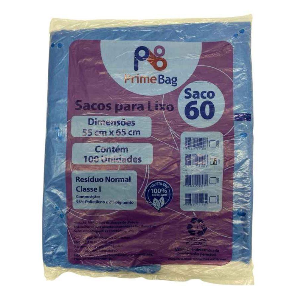Saco Lixo Azul 60 Litros Primebag C/100 - 1