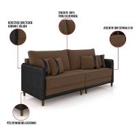 Sofá 3 Lugares Living 192cm Pé Madeira Valença Pto/veludo Marrom K01 - D\'rossi - 5