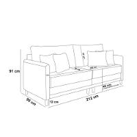 Sofá 3 Lugares Living 212cm Pé Madeira Valença Pto/veludo K01 - D\'rossi Cor Bege - 7