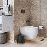 Kit Porta Toalha De Rosto Lixeira 6l E Porta Papel Higiênico Eleganza Metal Preto - 8