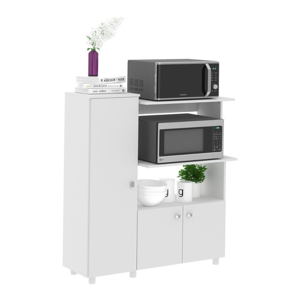 Balcão Multiuso Para Forno E Micro-ondas Com 3 Portas Multimóveis Cr20341 Branco - 3