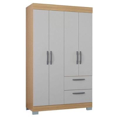Guarda Roupa Solteiro Tóquio 4 Portas 2 Gavetas Damasco Off White MDP
