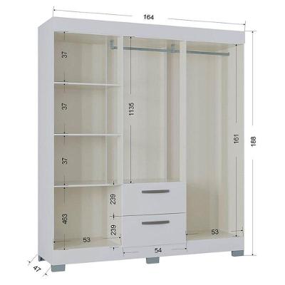 Guarda Roupa Casal Tóquio 6 Portas 2 Gavetas Branco Brilho MDP