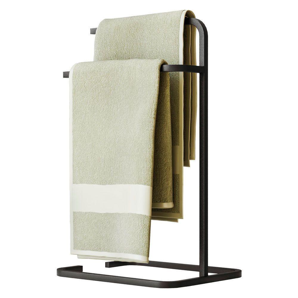 Kit Porta Toalha De Rosto E Lixeira De Banheiro 6l Eleganza Metal Preto - 3