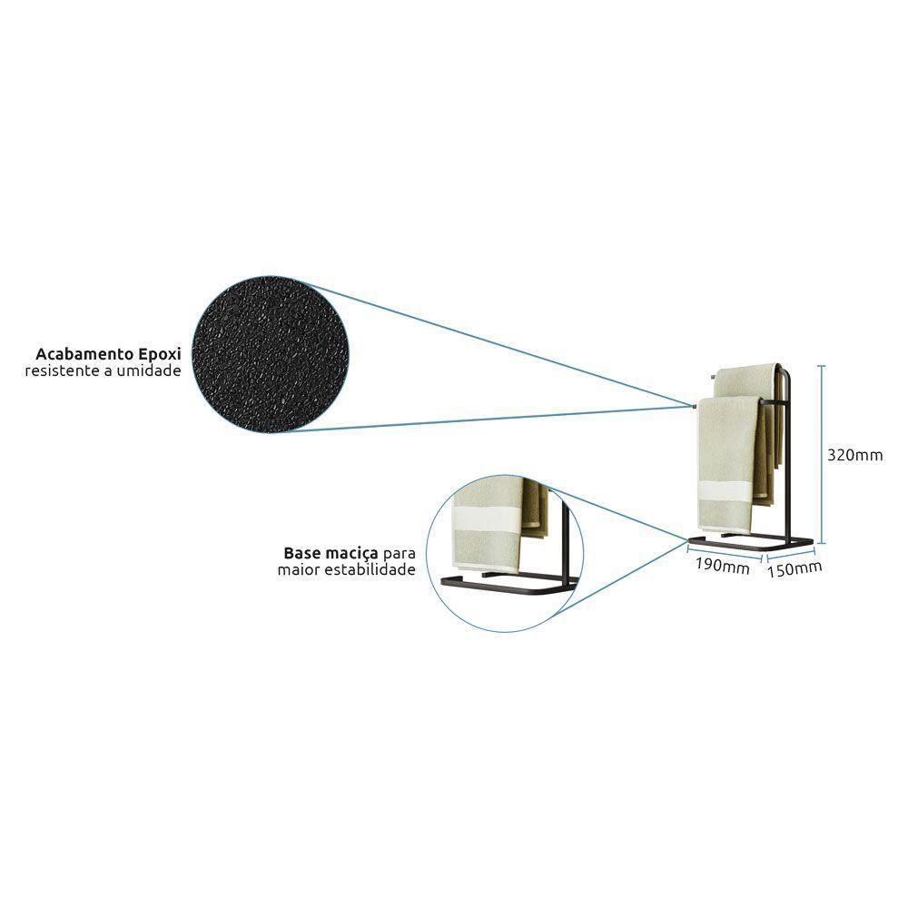 Kit 2 Porta Toalhas De Rosto Eleganza Metal Preto - 4