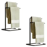 Kit 2 Porta Toalhas De Rosto Eleganza Metal Preto - 1