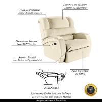 Poltrona Do Papai Reclinável Napoli Manual Gatilho Pu Bege Fh1 - D\'rossi - 6