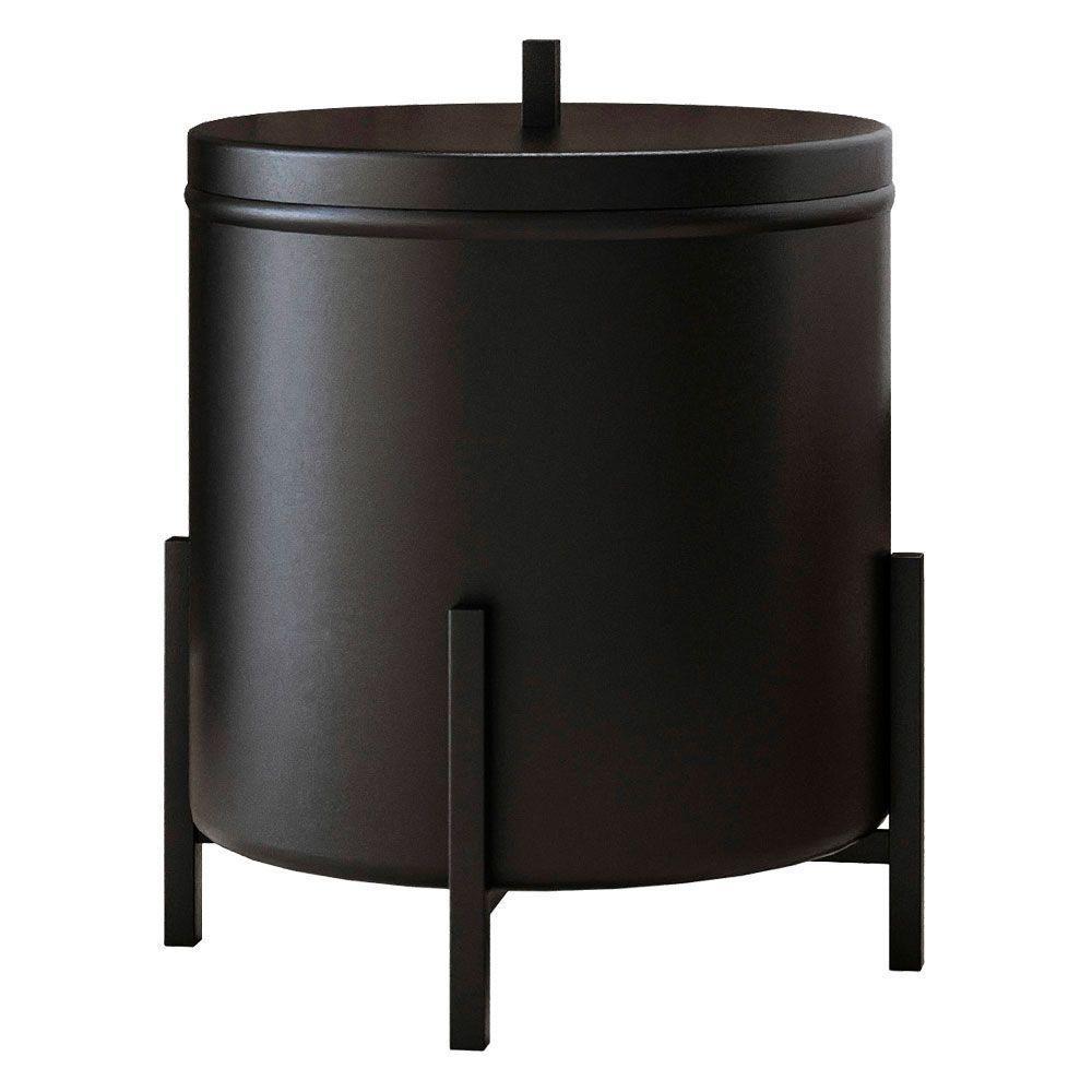 Kit Suporte Pano De Prato E Lixeira De Cozinha 6l Eleganza Metal Preto - 2