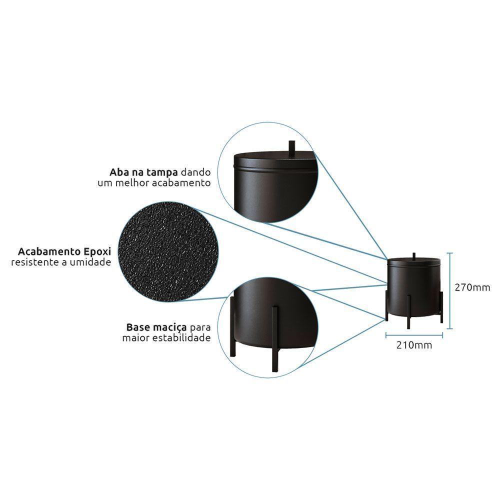 Kit Suporte Pano De Prato E Lixeira De Cozinha 6l Eleganza Metal Preto - 5