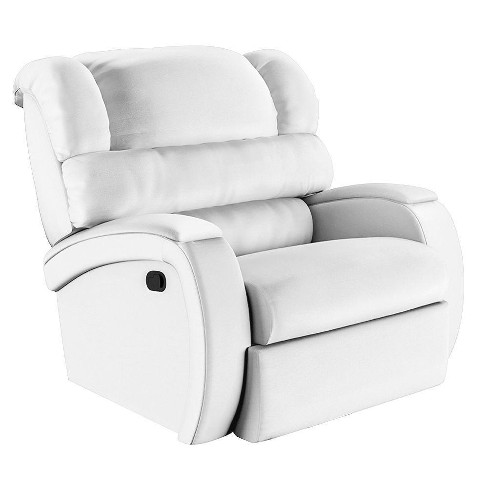 Poltrona Do Papai Reclinável Napoli Manual Gatilho Pu Fh1 - D\'rossi Cor Branco - 1