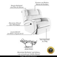 Poltrona Do Papai Reclinável Napoli Manual Gatilho Pu Fh1 - D\'rossi Cor Branco - 6