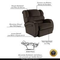 Poltrona Do Papai Reclinável Napoli Manual Gatilho Pu Fh1 - D\'rossi Cor Marrom - 6
