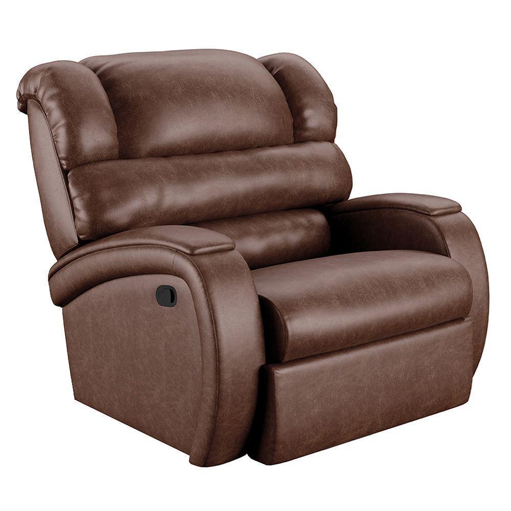 Poltrona Do Papai Reclinável Napoli Manual Gatilho Pu Marrom Brilho Fh1 - D\'rossi - 1