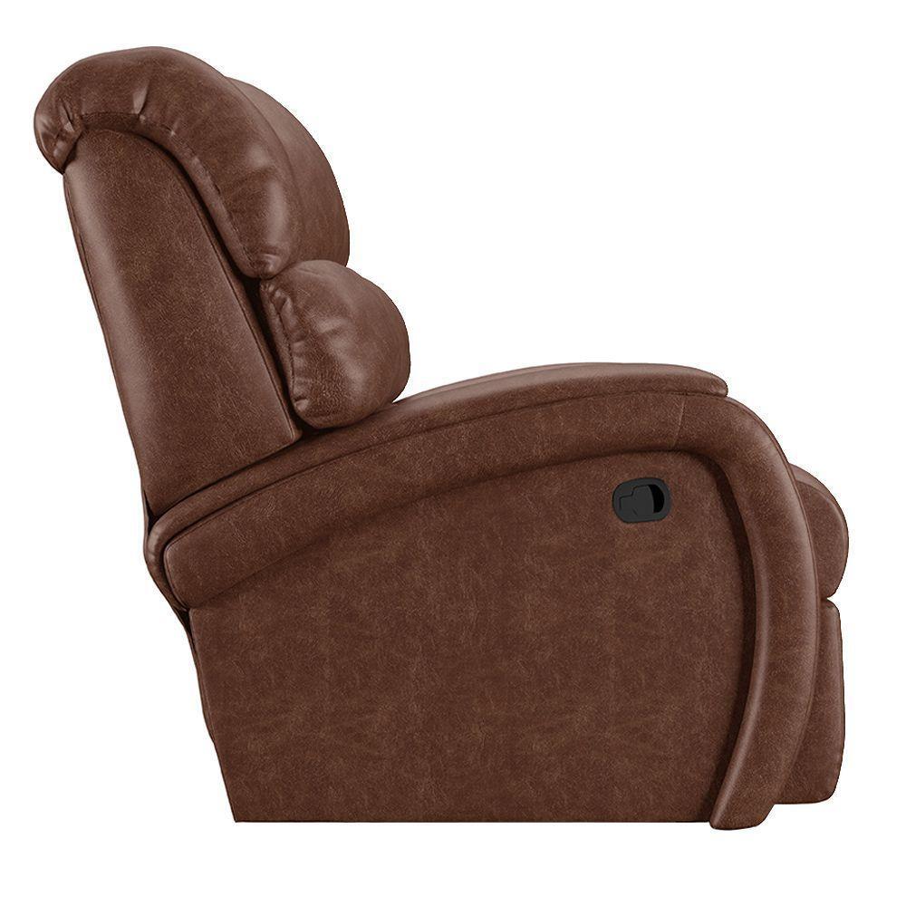 Poltrona Do Papai Reclinável Napoli Manual Gatilho Pu Marrom Brilho Fh1 - D\'rossi - 2