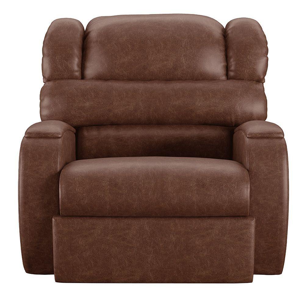 Poltrona Do Papai Reclinável Napoli Manual Gatilho Pu Marrom Brilho Fh1 - D\'rossi - 3