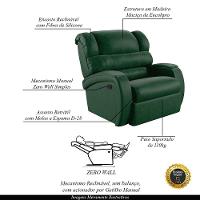 Poltrona Do Papai Reclinável Napoli Manual Gatilho Pu Verde Musgo Fh1 - D\'rossi - 6