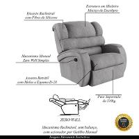 Poltrona Do Papai Reclinável Napoli Manual Gatilho Linho Cinza Fh1 - D\'rossi - 5