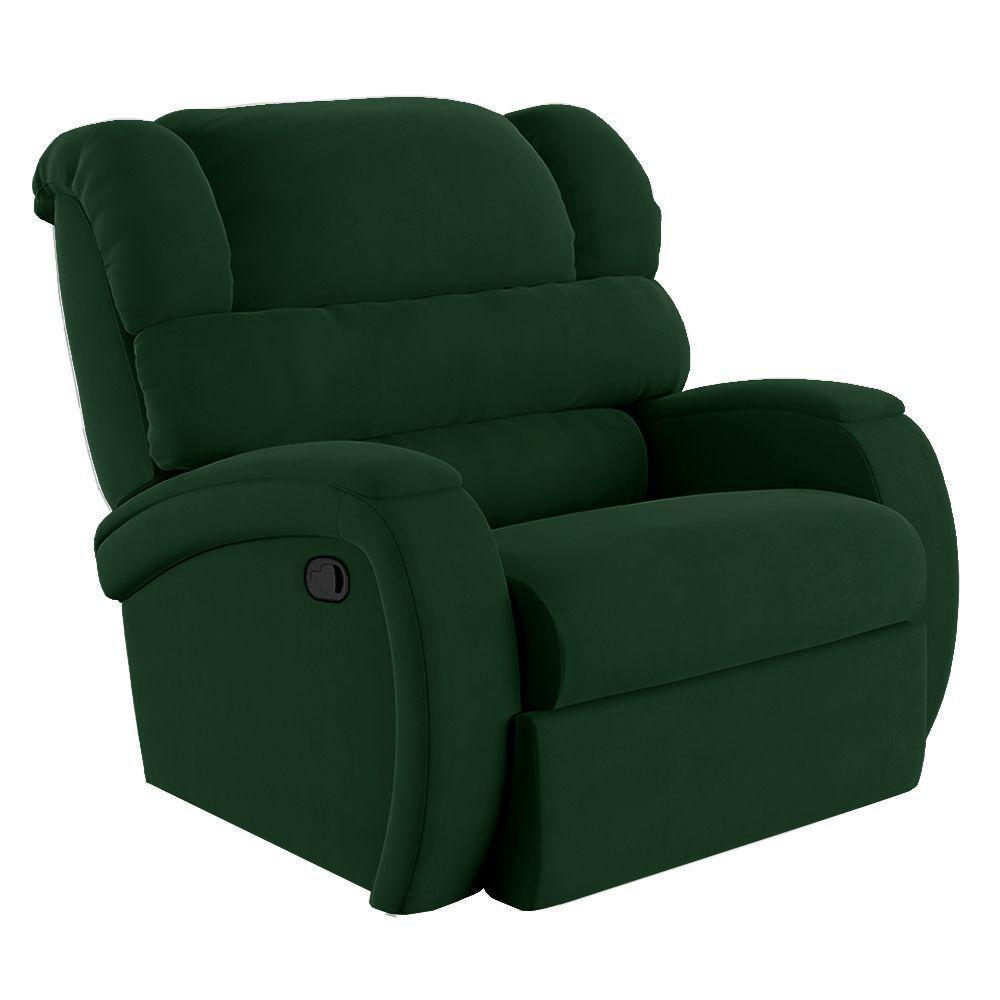 Poltrona Do Papai Reclinável Napoli Manual Gatilho Veludo Verde Fh1 - D\'rossi - 1
