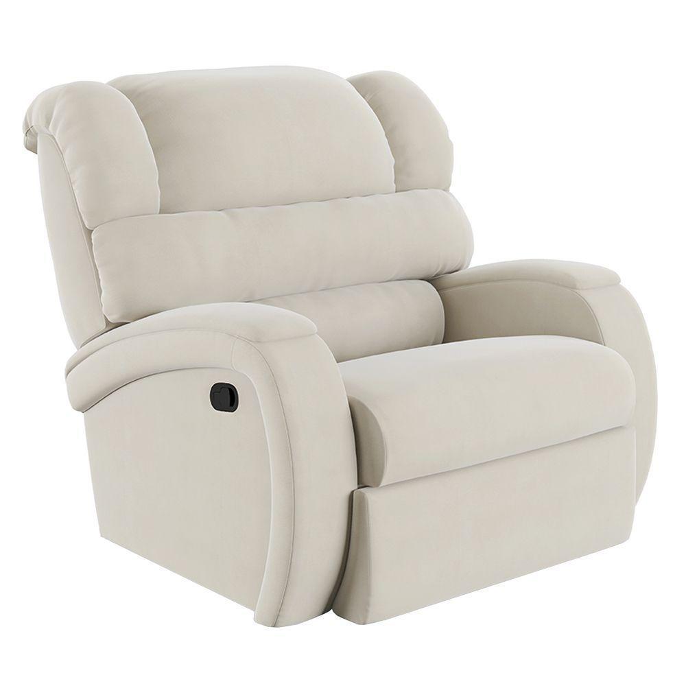 Poltrona Do Papai Reclinável Napoli Manual Gatilho Veludo Bege Fh1 - D\'rossi - 1