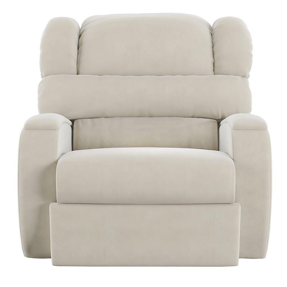 Poltrona Do Papai Reclinável Napoli Manual Gatilho Veludo Bege Fh1 - D\'rossi - 3